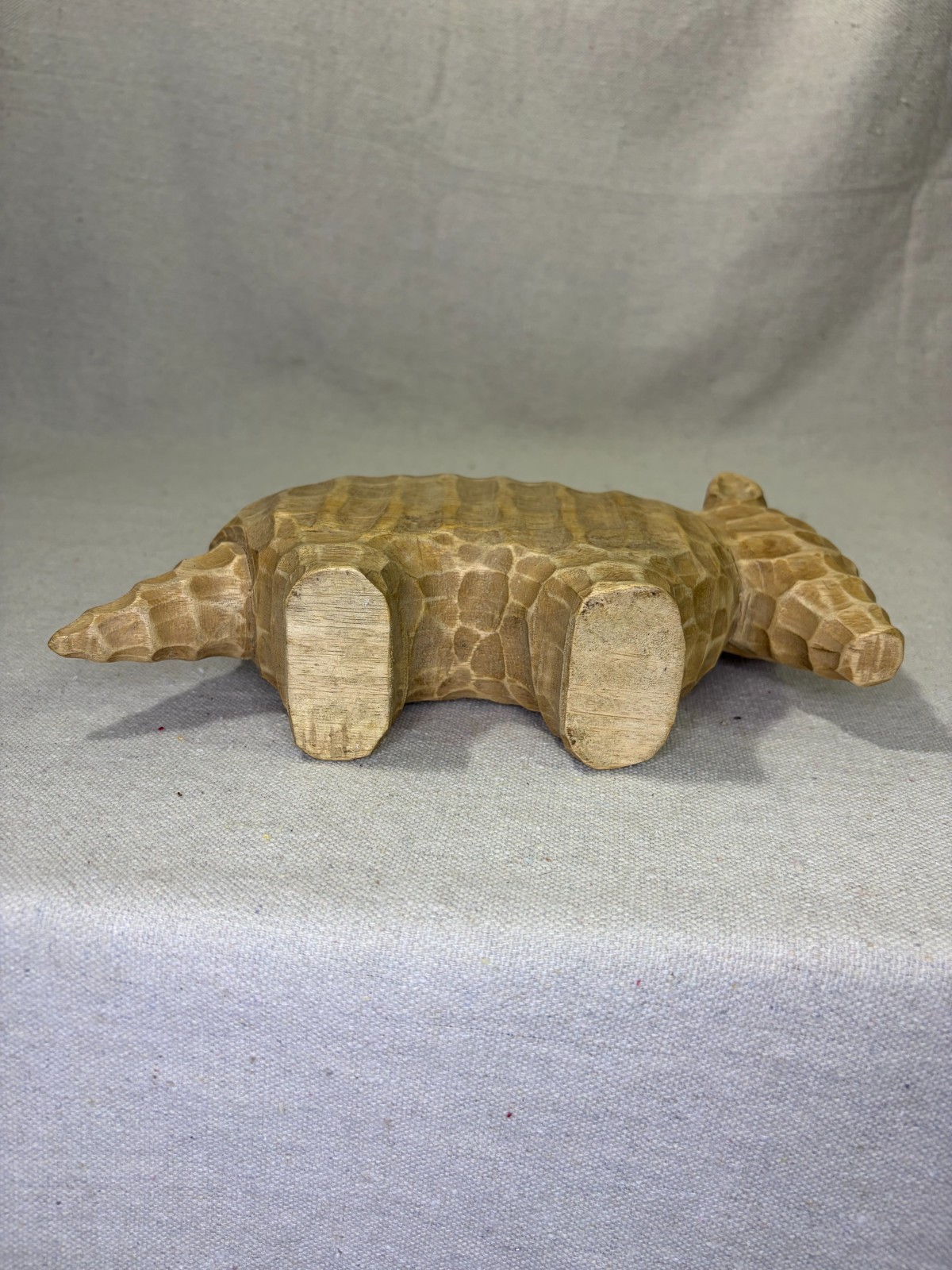 Hand Carved Wood Armadillo Folk Art Sculpture Figurine Chip Carved Rustic Texas