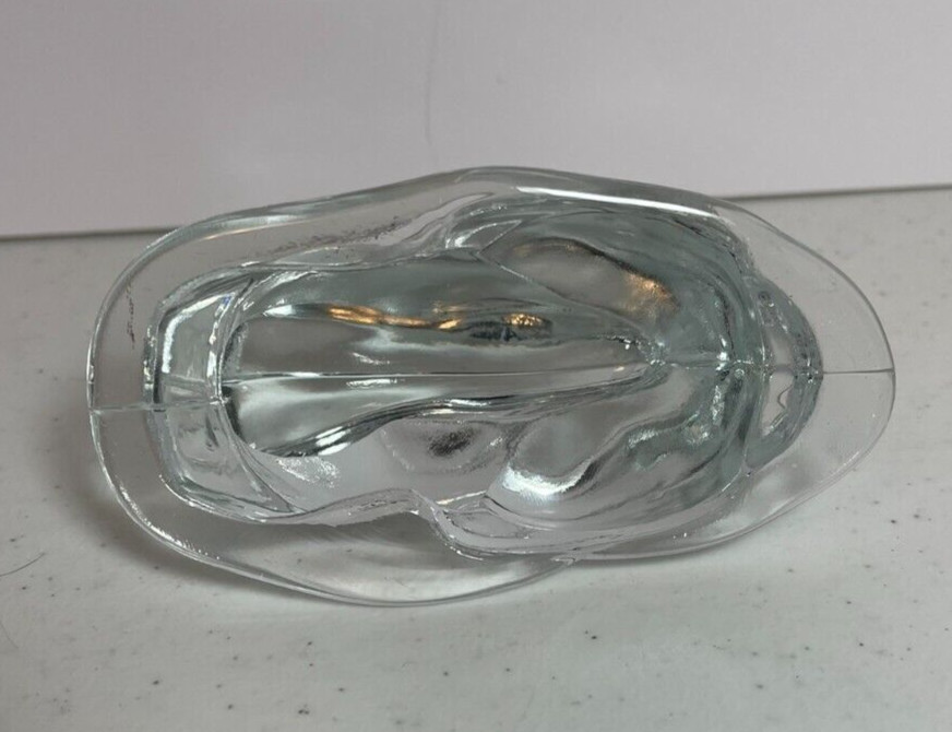 Vintage Viking Glass MCM Clear Crouching Rabbit Bunny Flow Mould Paperweight