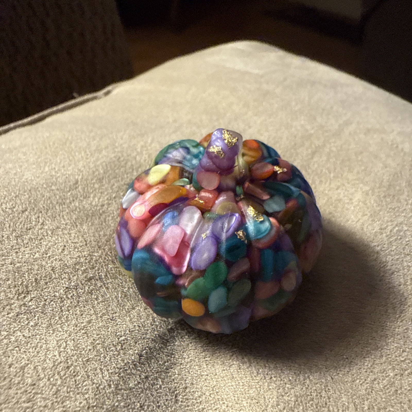 Bohemian Style Multi Colored Crystal Resin Gemstone Pumpkin Figurine