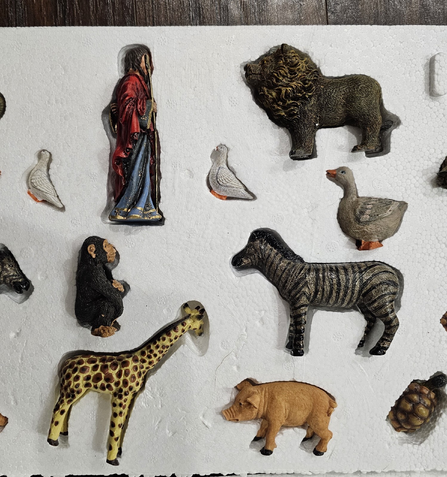 Large Noahs Ark Set Wooden Ark 20 Resin Animals 23″ X 8″ X 16″ New Open Box