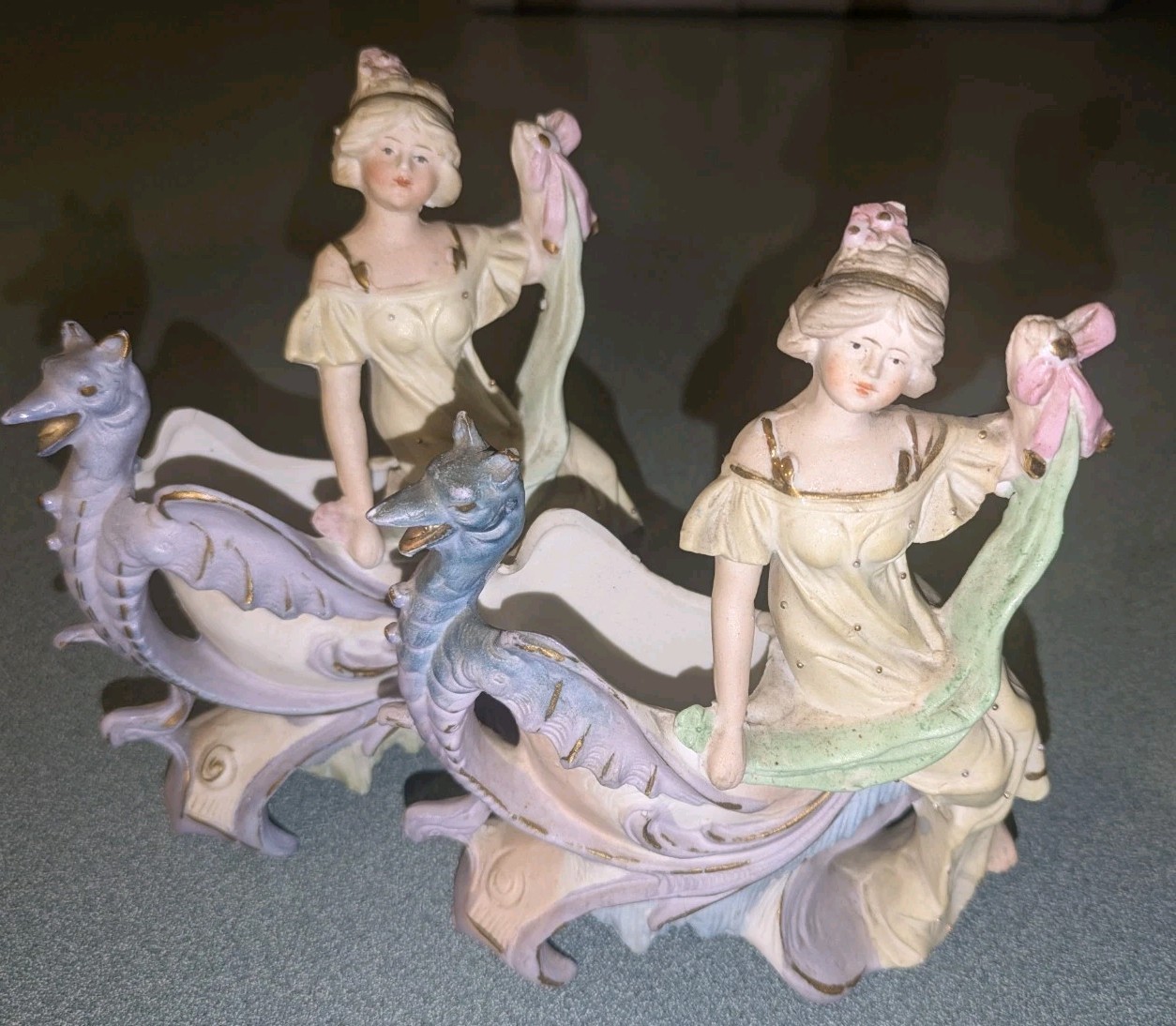 Rare Unger Schneider & Cie Mythological Exhibition Bisque Maiden & Sea Serpent