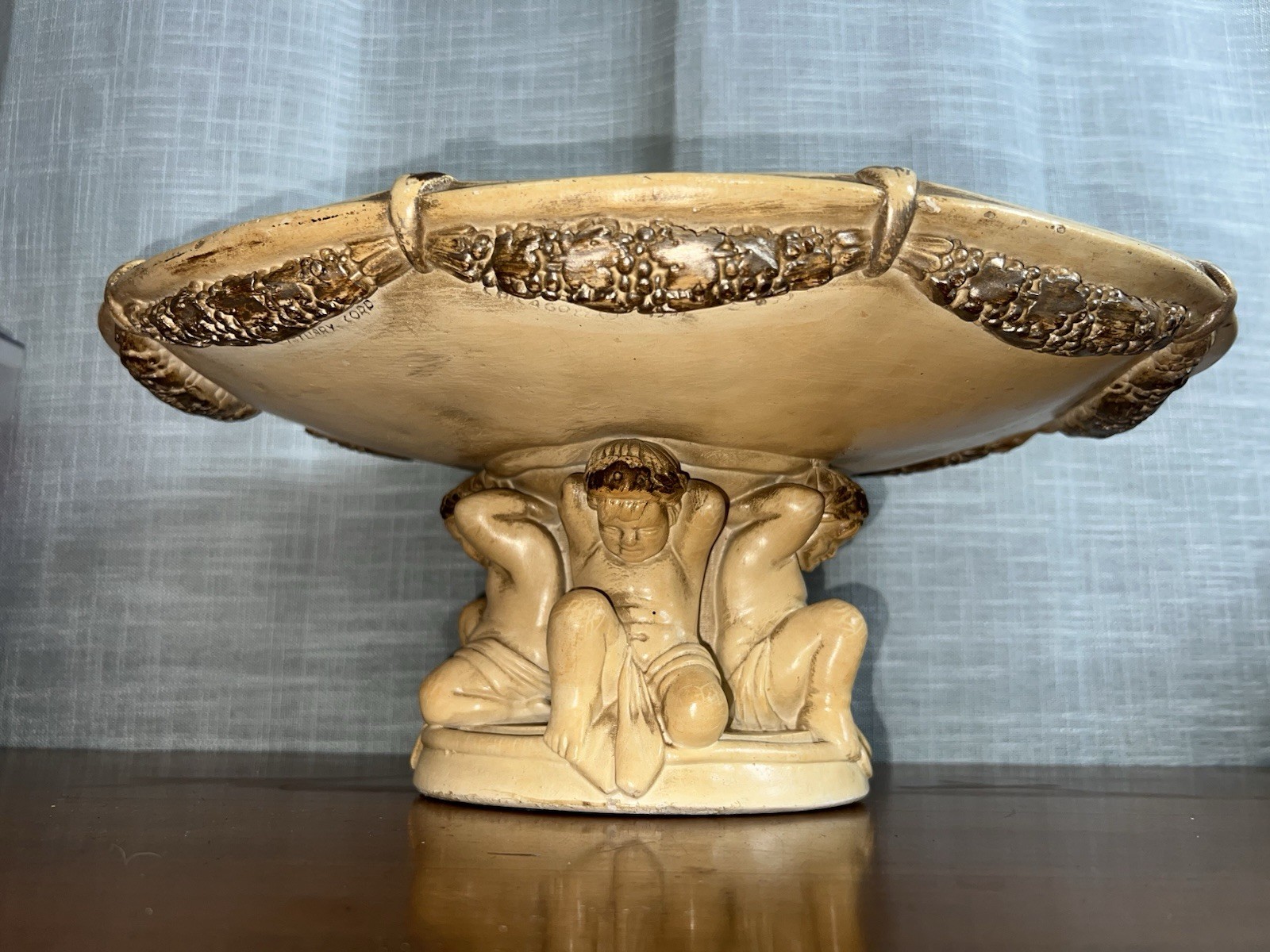 Rococo Cherubs Plaster pedestal 60’s Mid Century Decor