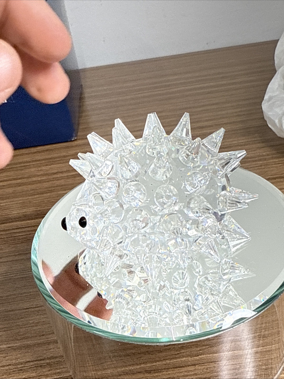 SWAROVSKI CLEAR GLASS CRYSTAL PORCUPINE FIGURINES SET OF 3