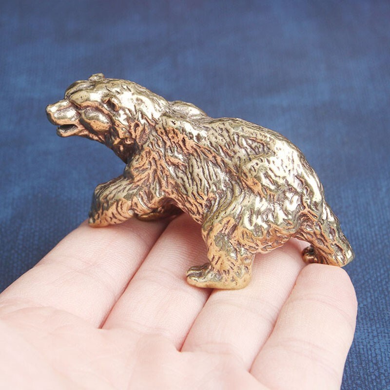 Solid Brass Bear Figurine Statue Animal Figurine Toys Desktop House Decoration