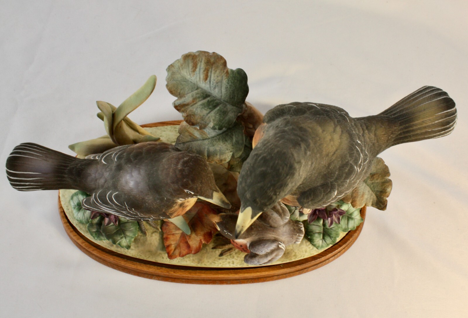 Andrea Sadek A FAMILY OF ROBIN Signed. Porcelain Sculpture on Stand. 1970s