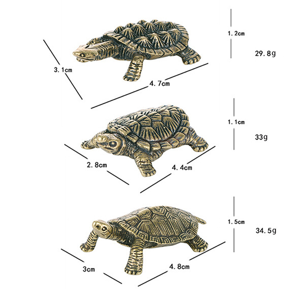 Vintage Brass Turtle Figurine Statue Home Ornaments Animal Figurines Gift 3pcs