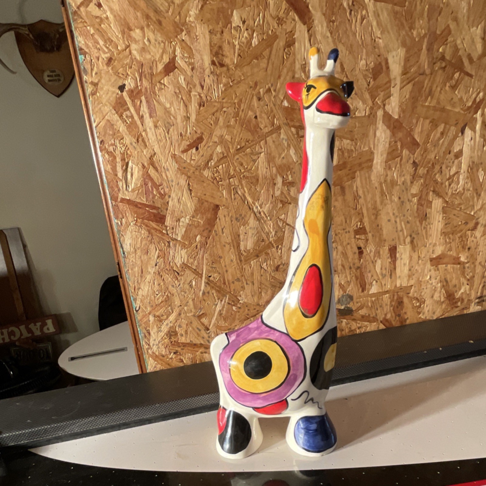 Turov Multicolor Abstract Ceramic Giraffe Figurine Animal Head Sculpture