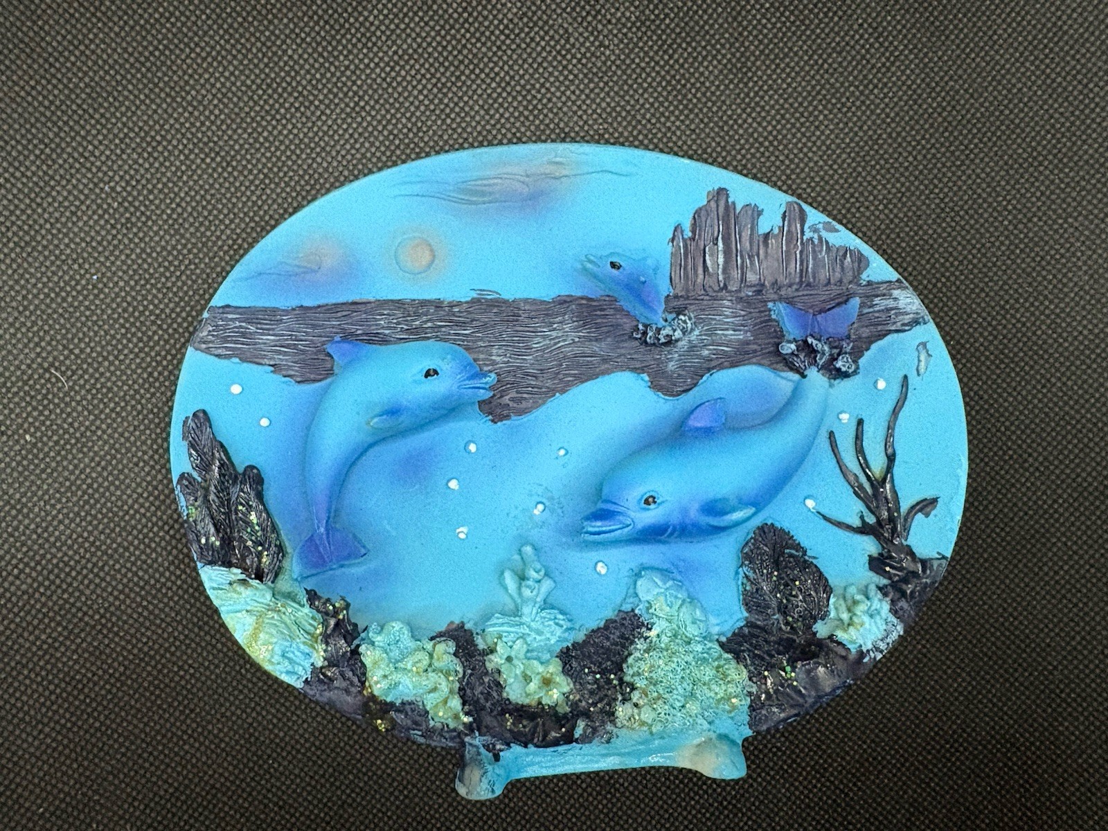 Dolphins Ocean At Night 3D Ceramic Scene