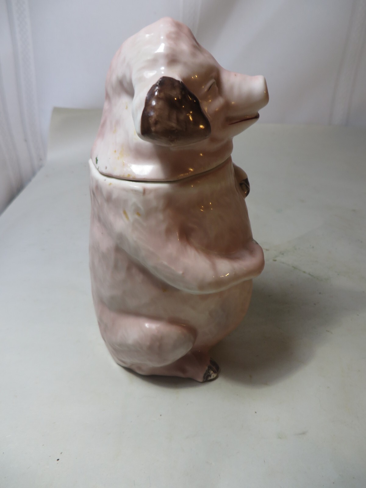 VERY RARE 2PC ANTIQUE GERMAN PIG FAIRING STANDING PIG CONTAINER