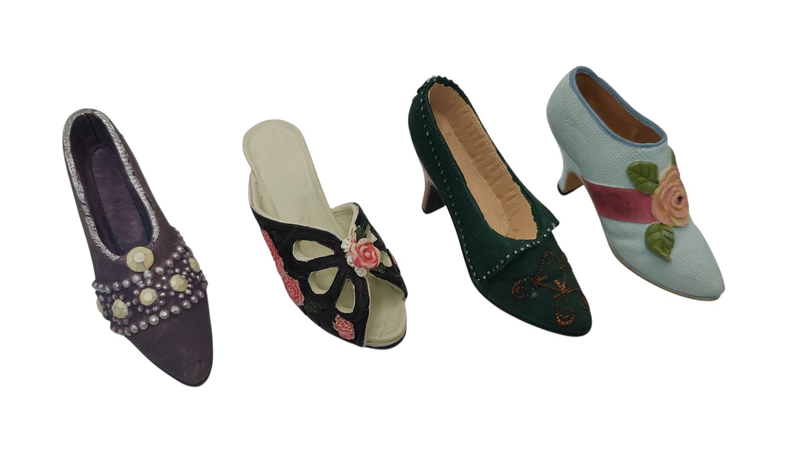 Decorative High Heel Resin Figurines Vintage 1990s Multi Colors Set of Four