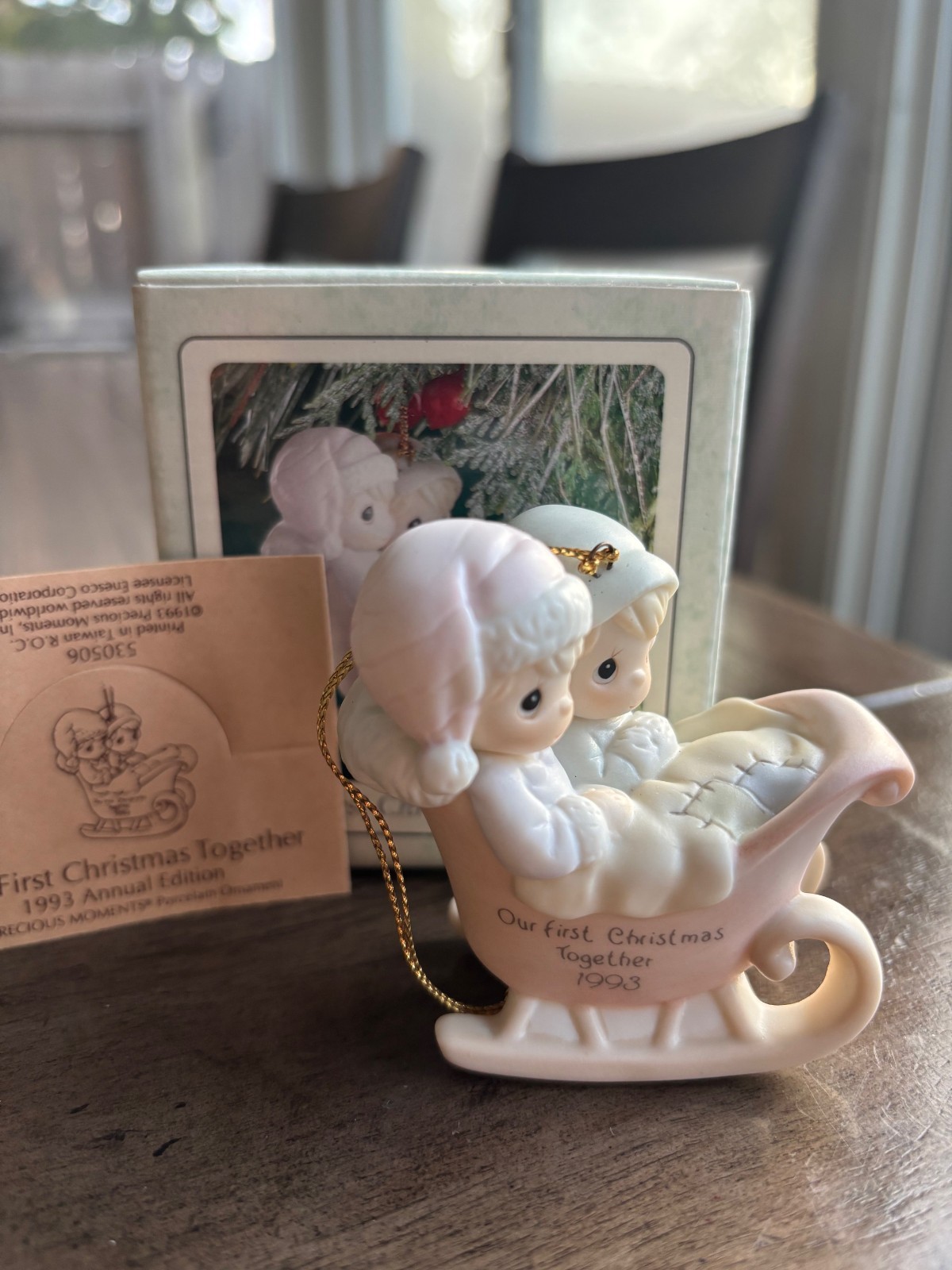 New Precious Moments 530506 Our First Christmas Together Sleigh Ornament 1993