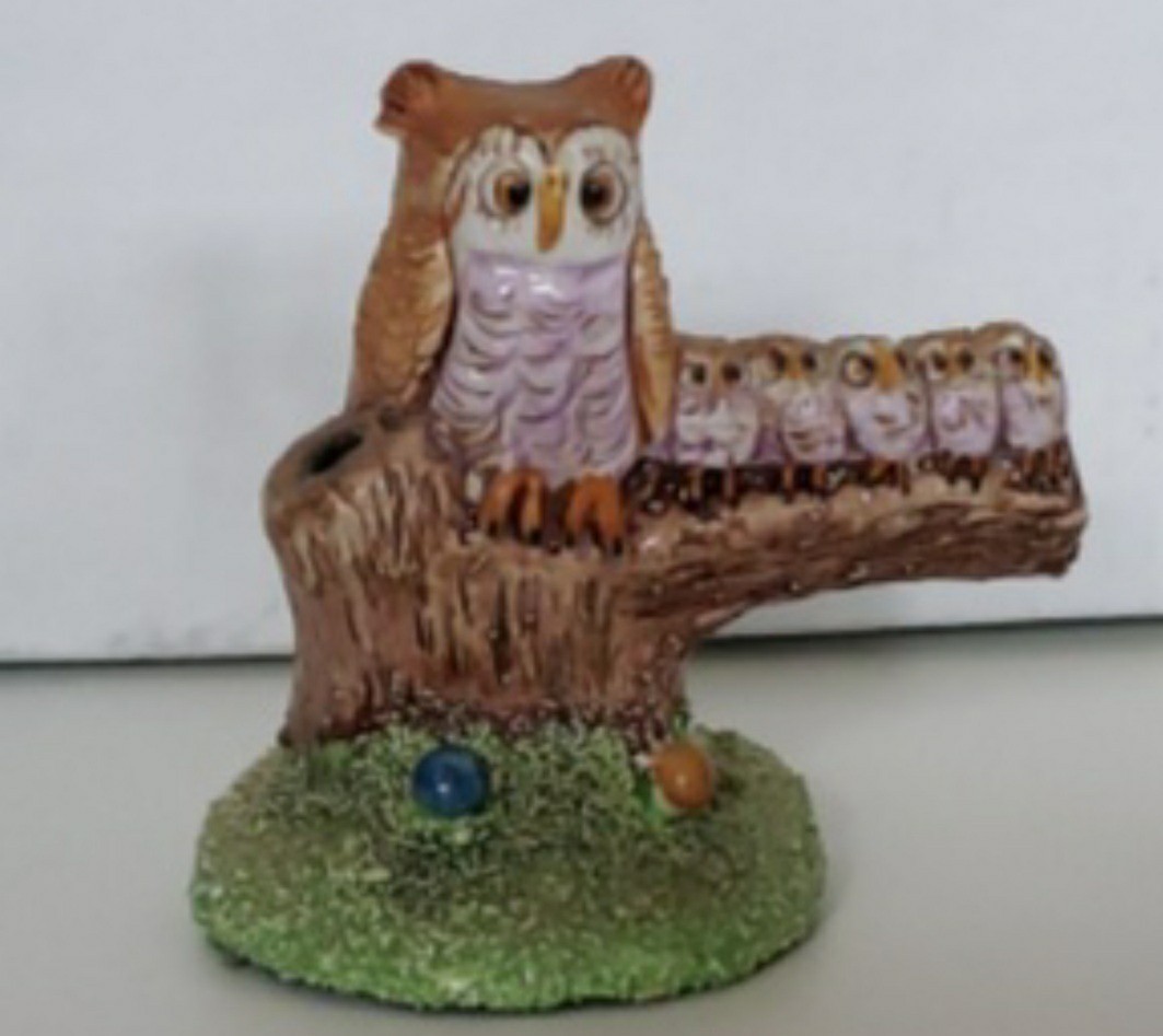 BASIL MATTHEWS MAMA OWL & FAMILY FIGURINE~2.5″ TALL~ SIGNED & LABEL