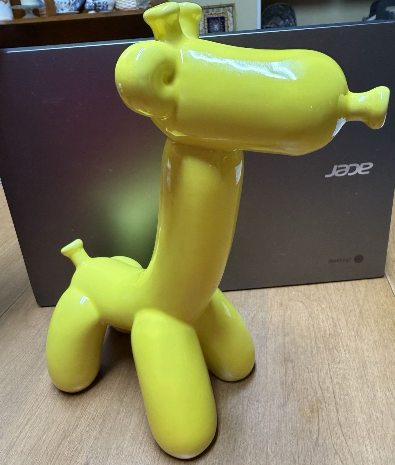 VTG Yellow Giraffe Balloon Animal Statue Figurine Nursery Circus Clown Piece 10”