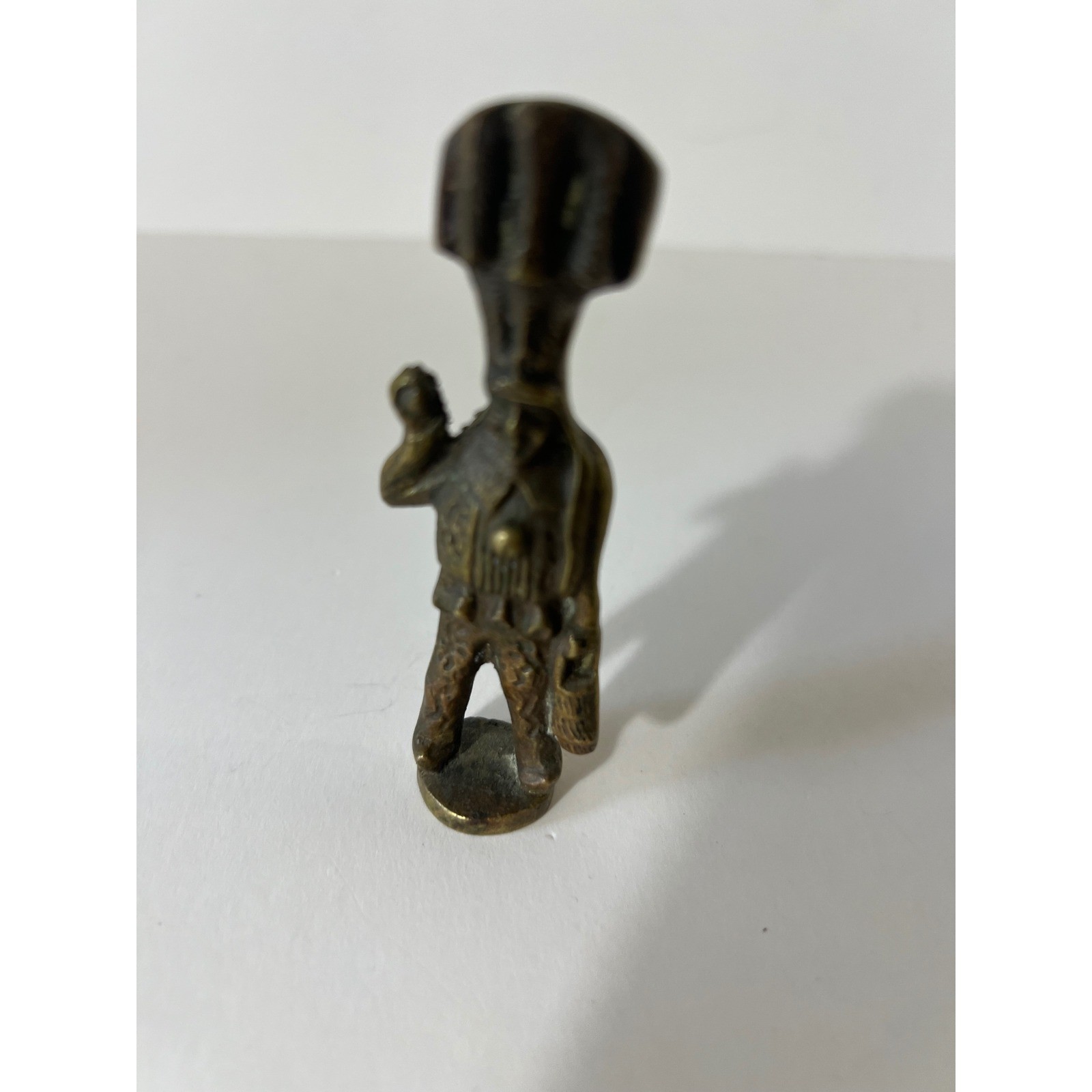 Vintage Brass Harvest Man Baker Hat Head Covering Figurine 3.5″