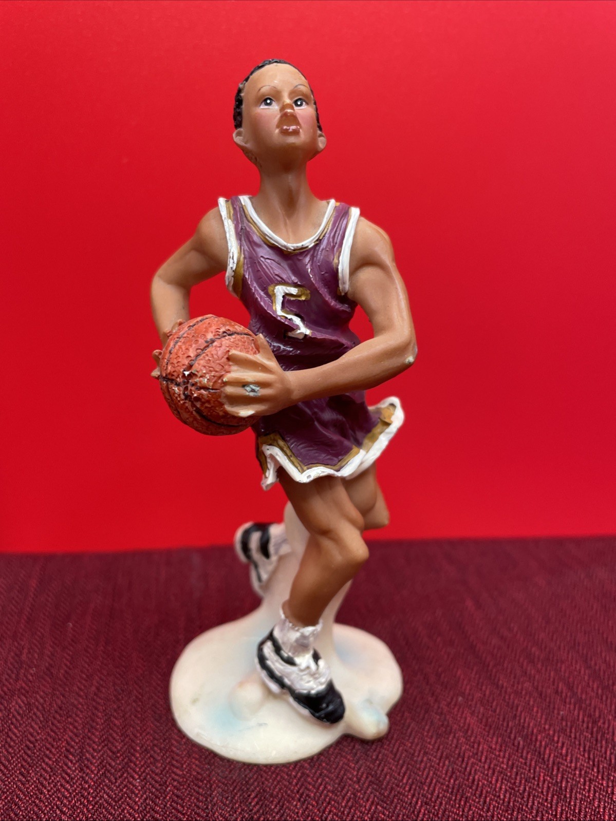 K’s Collection African American Black Young Man Playing Basketball Purple Figure