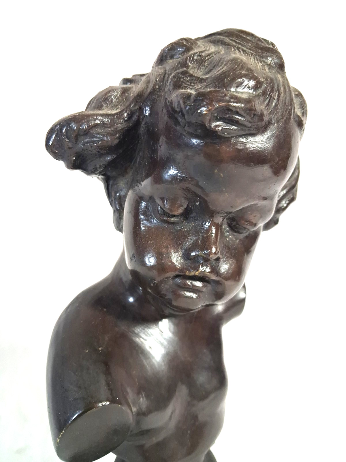 Maitland Smith Cherub Putto Child Boy Cast Metal Bust Statue Renaissance Baroque