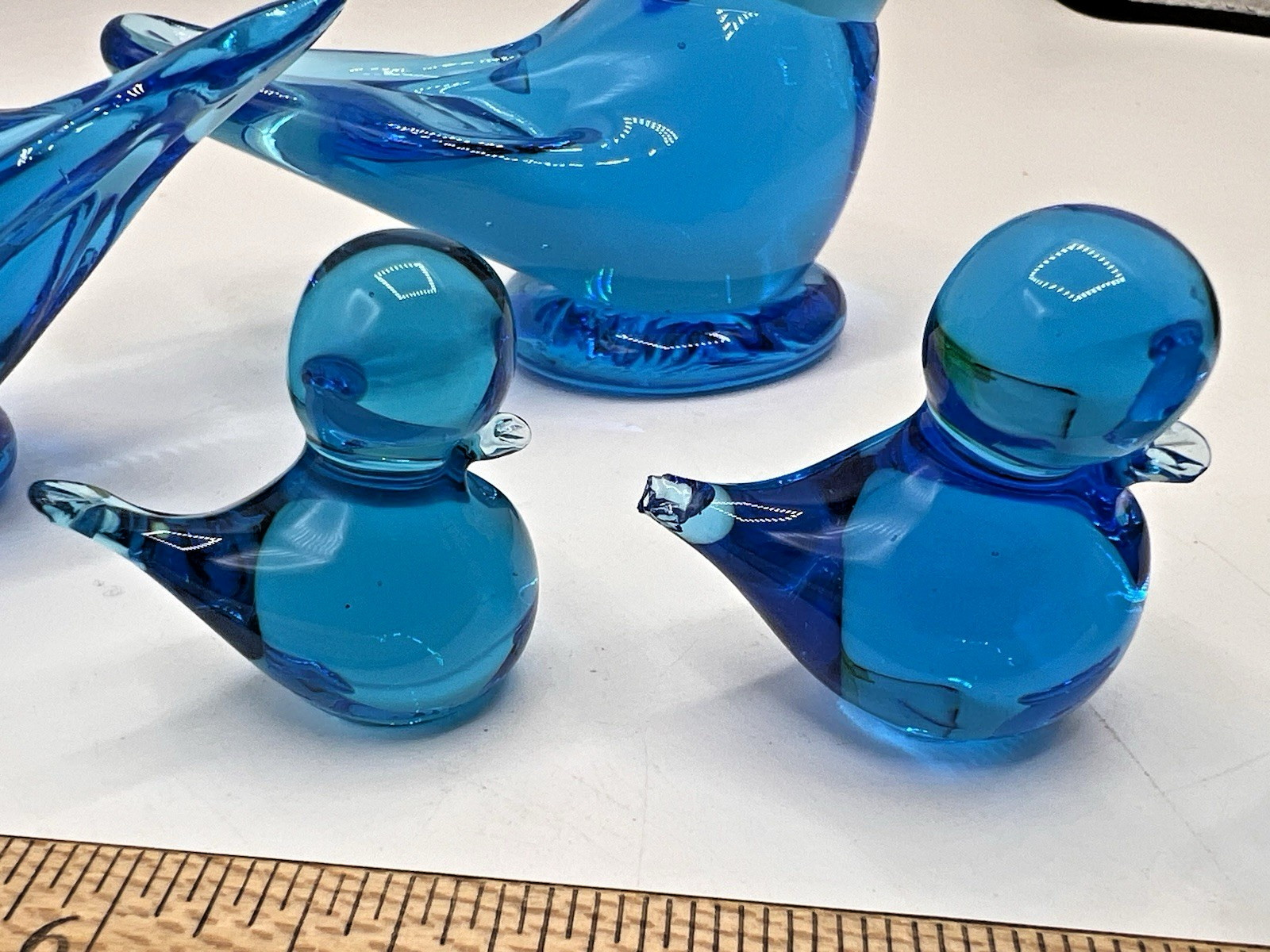 1990s Leo Ward Blue Bird Family of FIVE 1 chip MCM Shelf Sitters