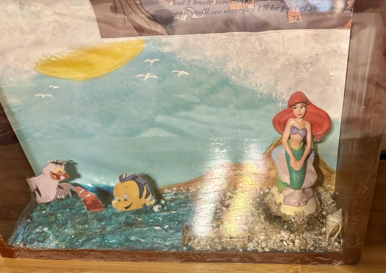 Disney The Little Mermaid Ariel Inspired Wood Stain Shadow Box Unique Gift