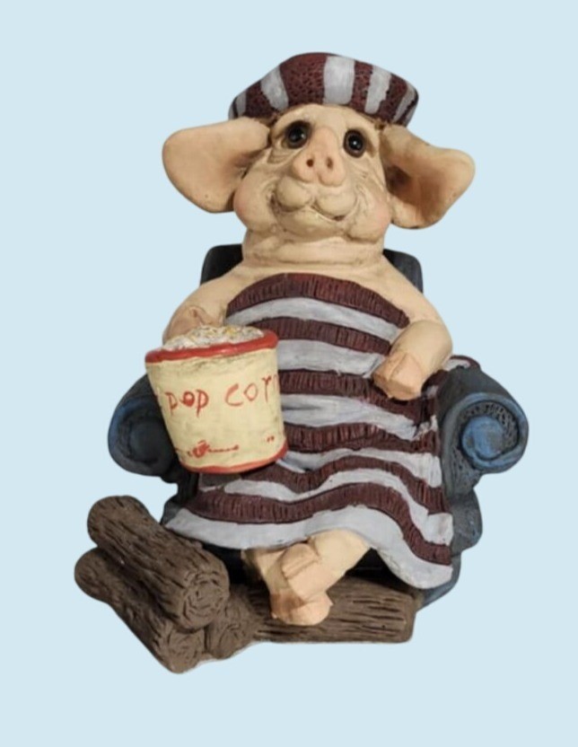 Charming Tails Pig Figurine Calendar Series II November Popcorn Hog Piggy