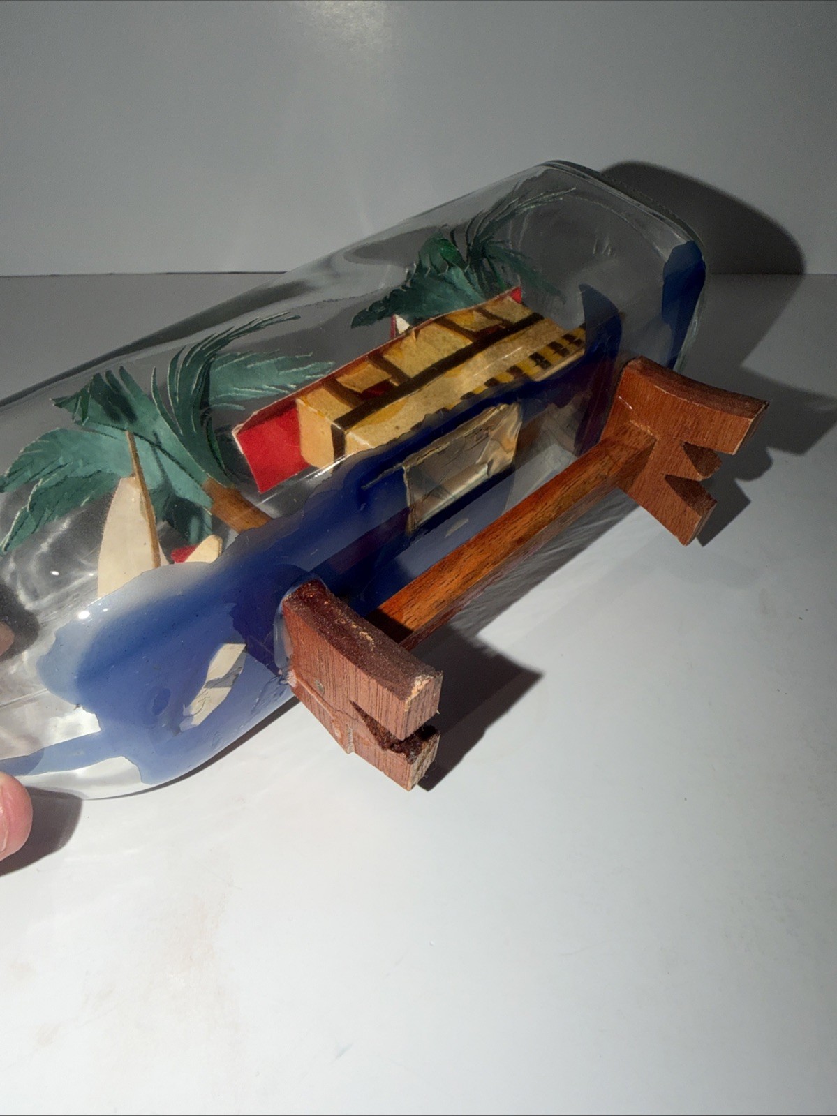 Vintage MCM Philippines Folk Art Village Diorama In A Bottle Tropical Décor
