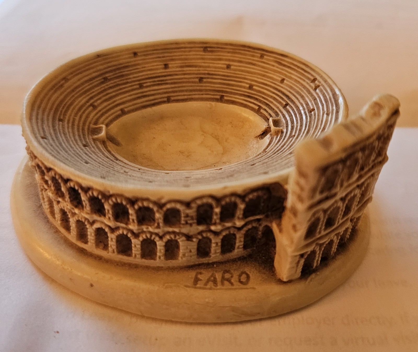 Faro Arena di Verona Ceramic Figurine 3D Sculpture, Architecture, Beige