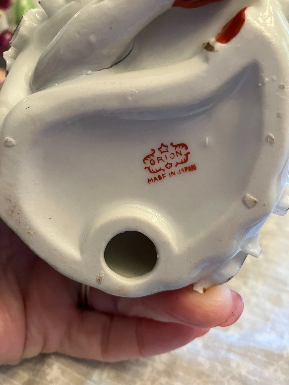 vintage Wales porcelain. Meissen style bone china. Lace boy with flute and girl