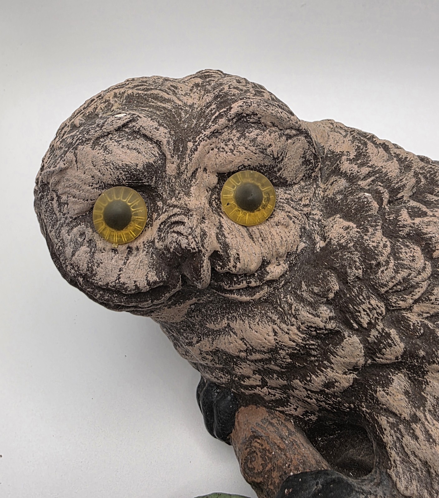 Vintage Chalkware Wall Hanging Owl With Caterpillar Used Has Chips