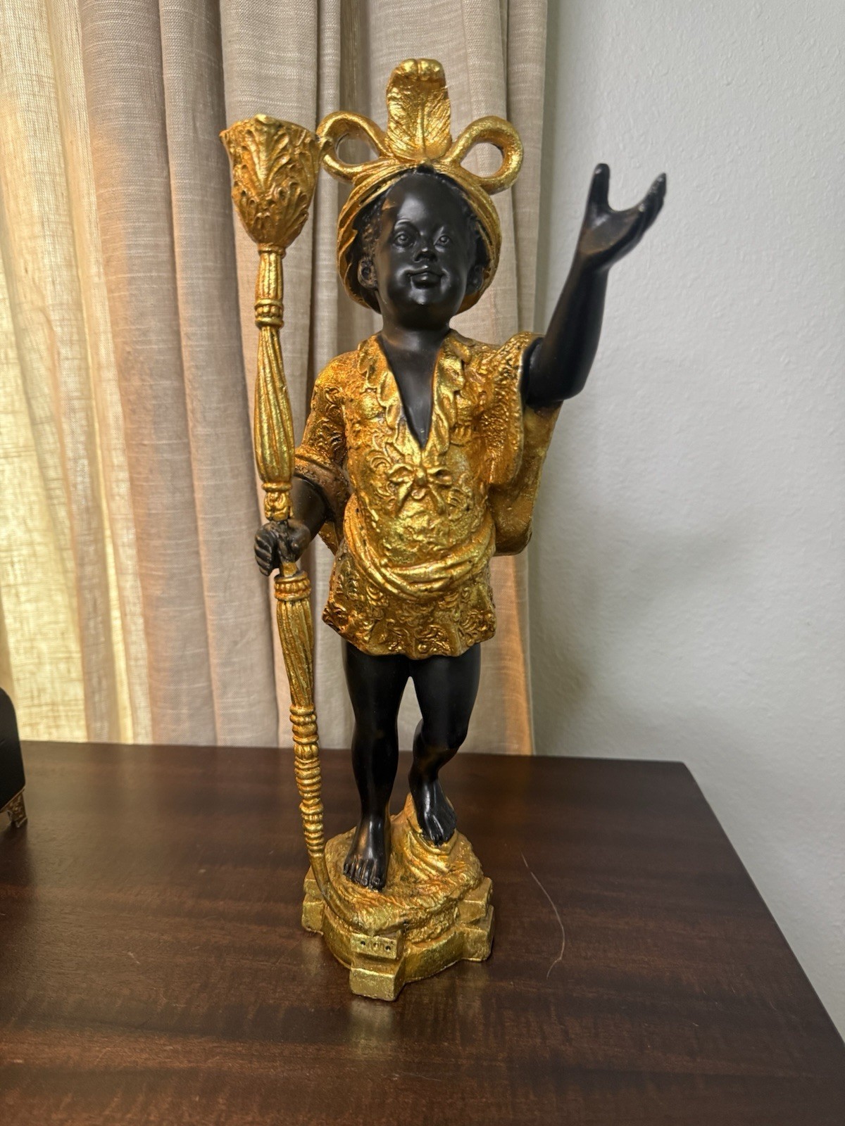 DEFECTIVE Vintage Hollywood Regency Gold Black Blackamoor 145 Ornate De G3D