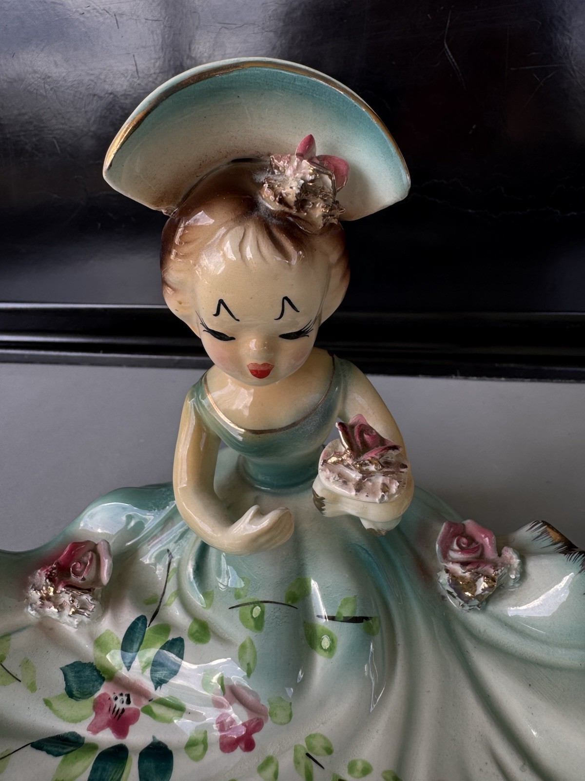 Vintage Original ARNART Creation Made In Japan Lady Ring Trinket Dish 1950s