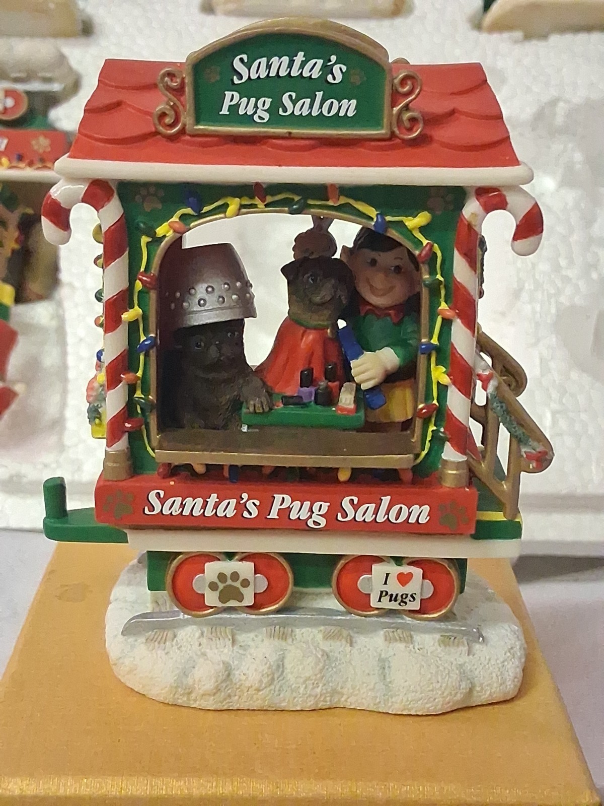 Danbury Mint The Pug Christmas Express Train 6 PCS SET Pugs Dogs Santa in Box 🐶