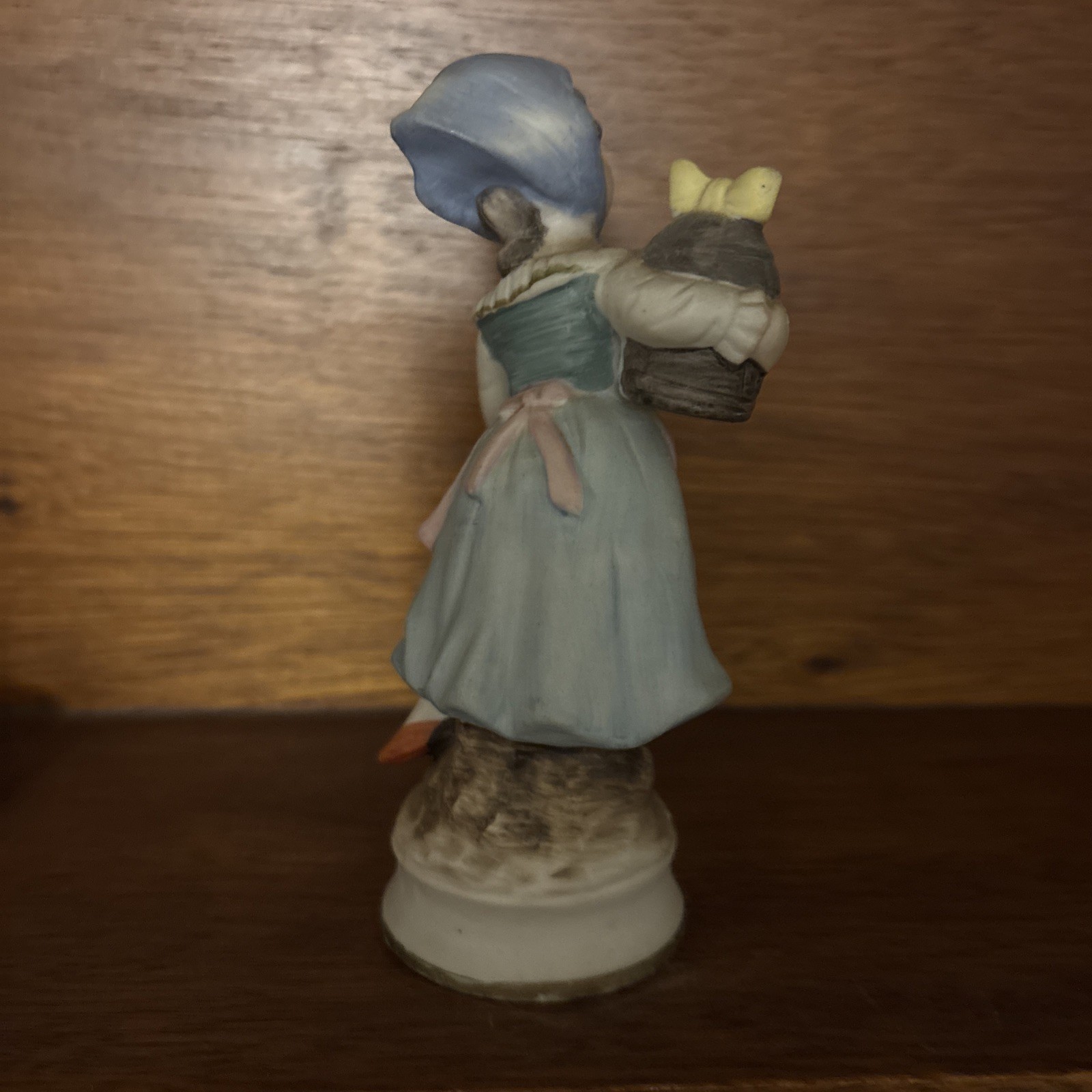 Vintage Girl With Basket Porcelain Figurine Children
