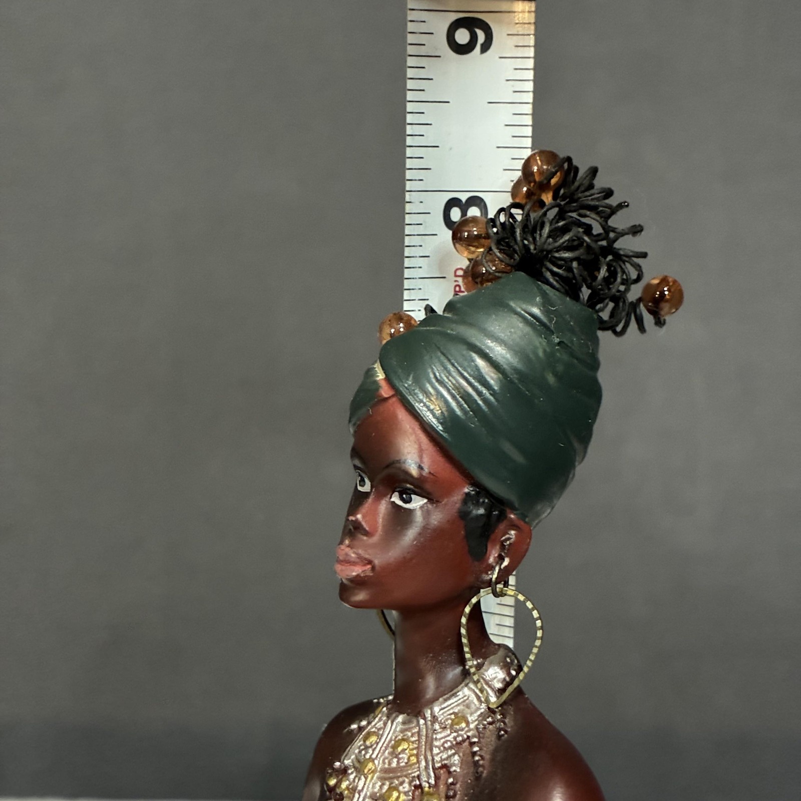 Native African Women Princess Figurine Resin Sculpture Mosaic-Style Tribal 8″