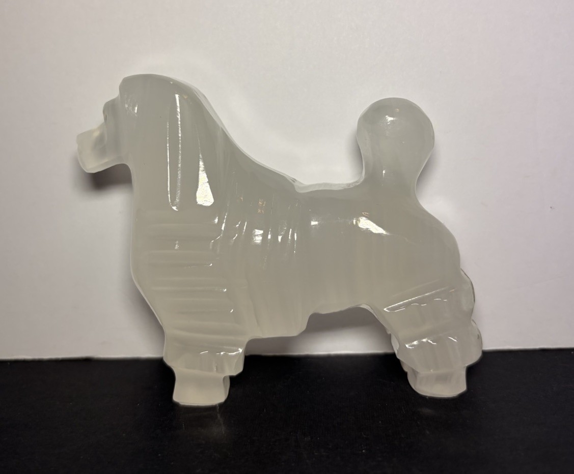 VINTAGE MARBLE ONYX STONE 4” STANDARD POODLE DOG HAND-CARVED FIGURINE