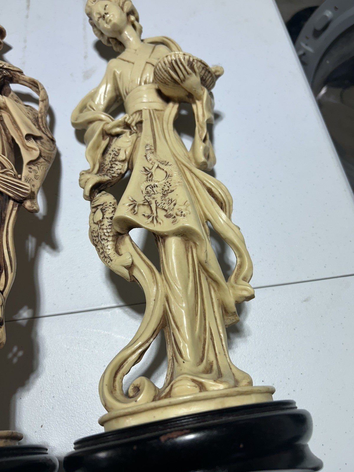 Vintage Statue Figures Faux Ivory 20”