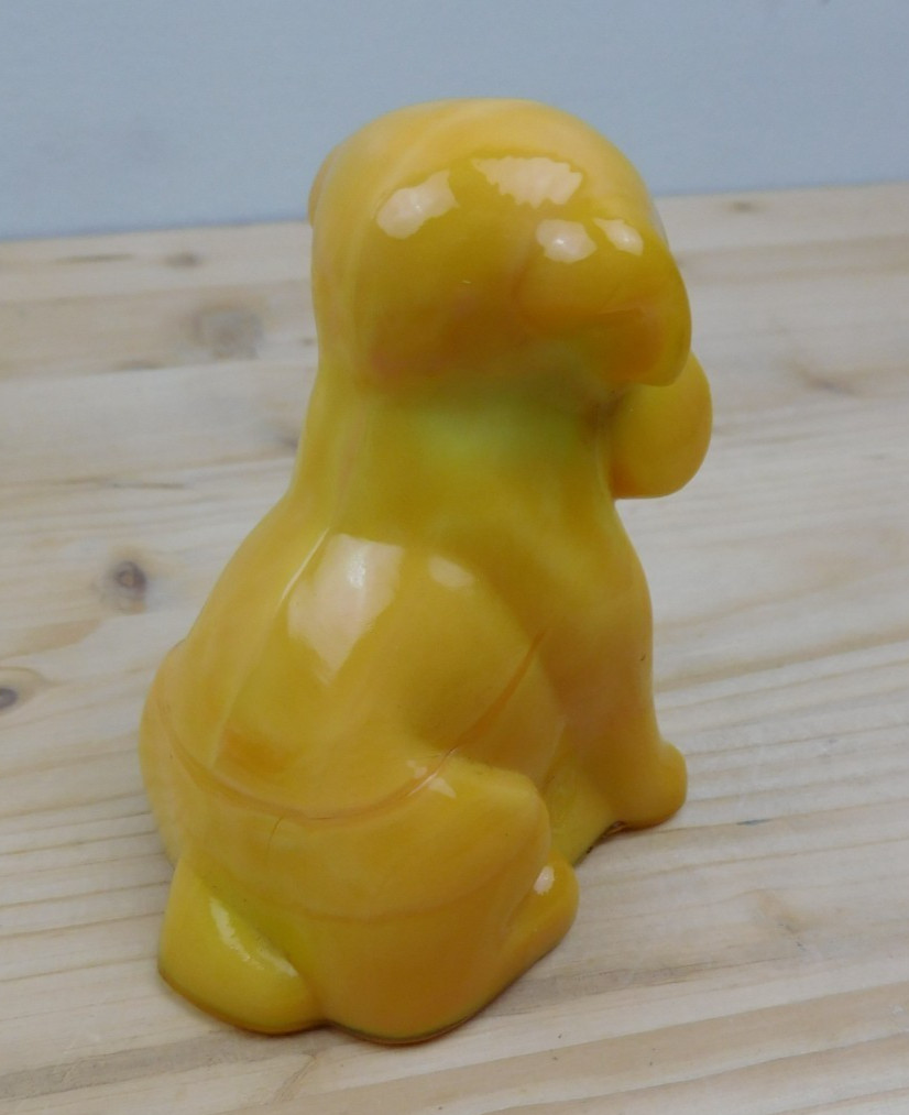 Vintage Degenhart Art Glass Pooch the Dog Figurine “Bittersweet” UV Glow