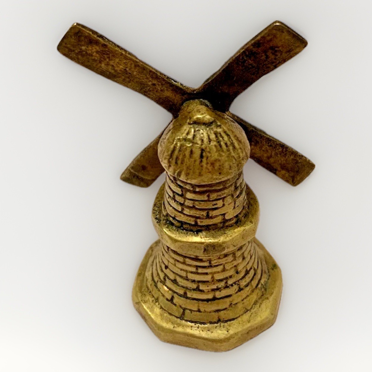 Vintage Brass Windmill MCM Vanity Figurine Table Decor Mini 2″ Retro Rustic