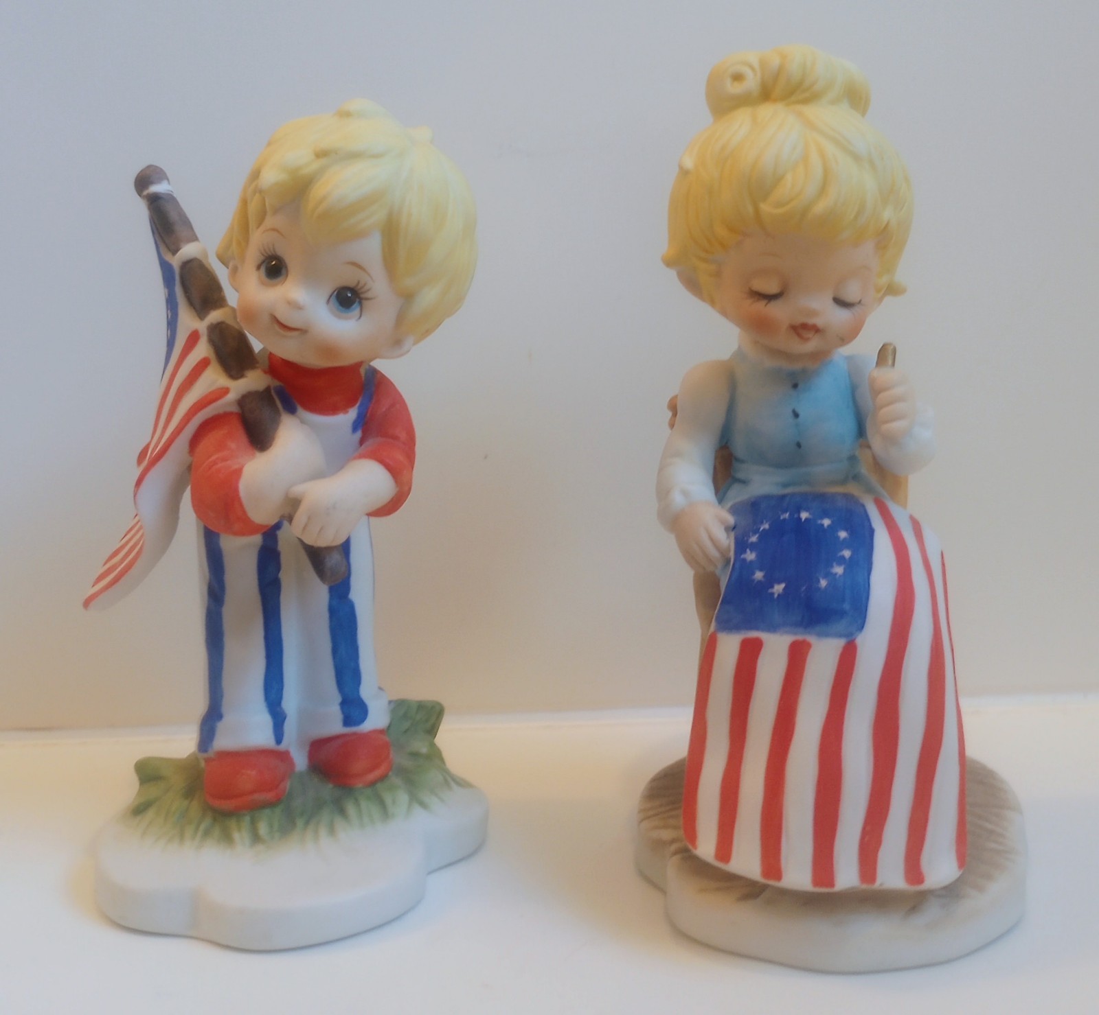 Vintage Pair Bisque Porcelain 4th of July Patriotic Figurines