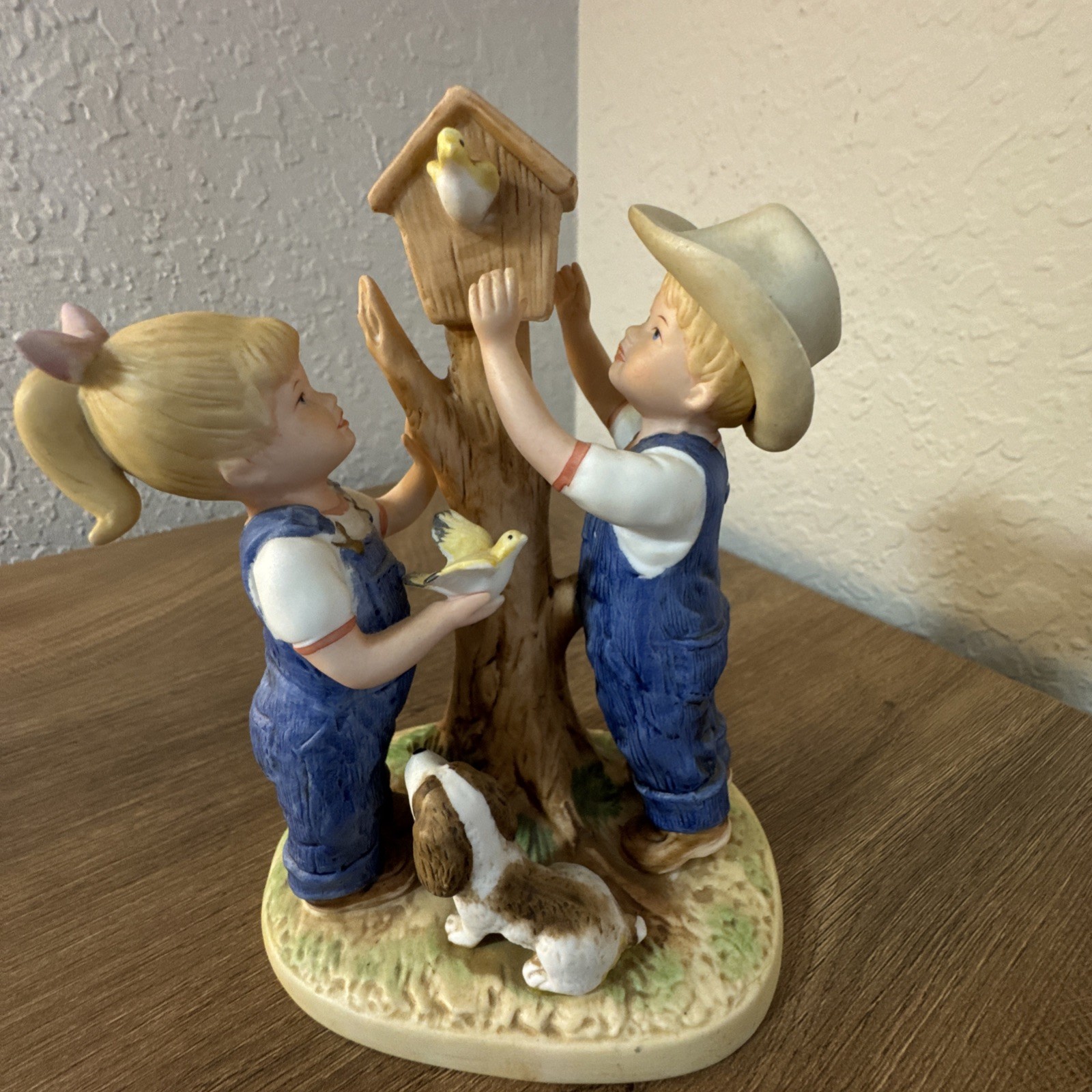 HOMCO Vintage 1985 Farmer Kids Porcelain Figurines DENIM DAYS Lot of 7 Set