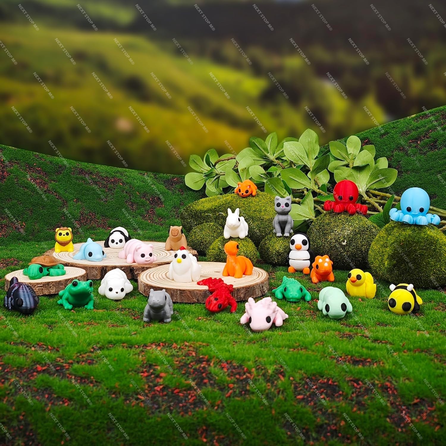 25 Pcs Colorful 3D Printed Animal Figurines Set, Fidget Toys & Party Favors f…