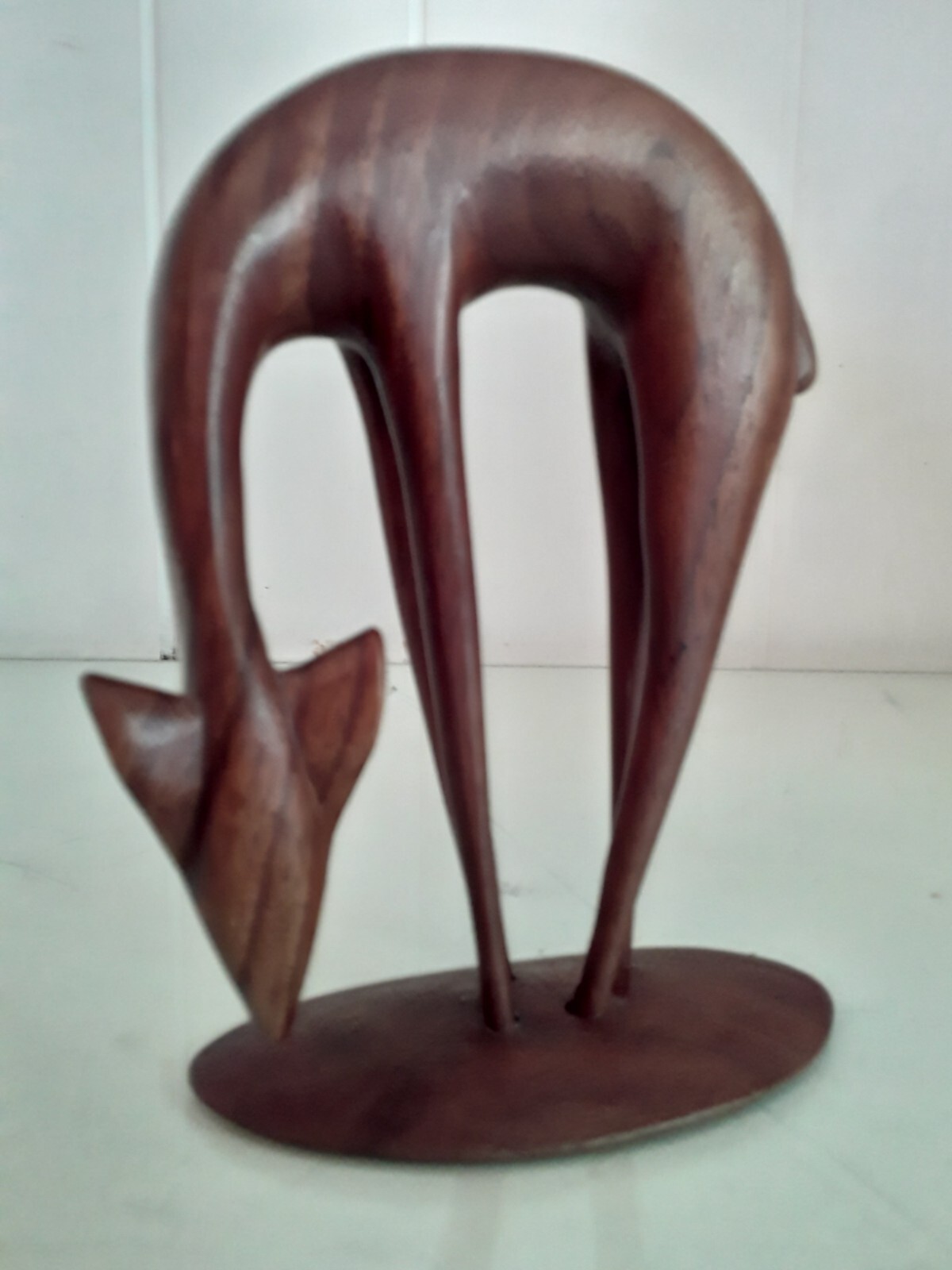 Vintage Nyhus Woodcraft Hand Carved Black Walnut Deer Art Sculpture Figurine MCM