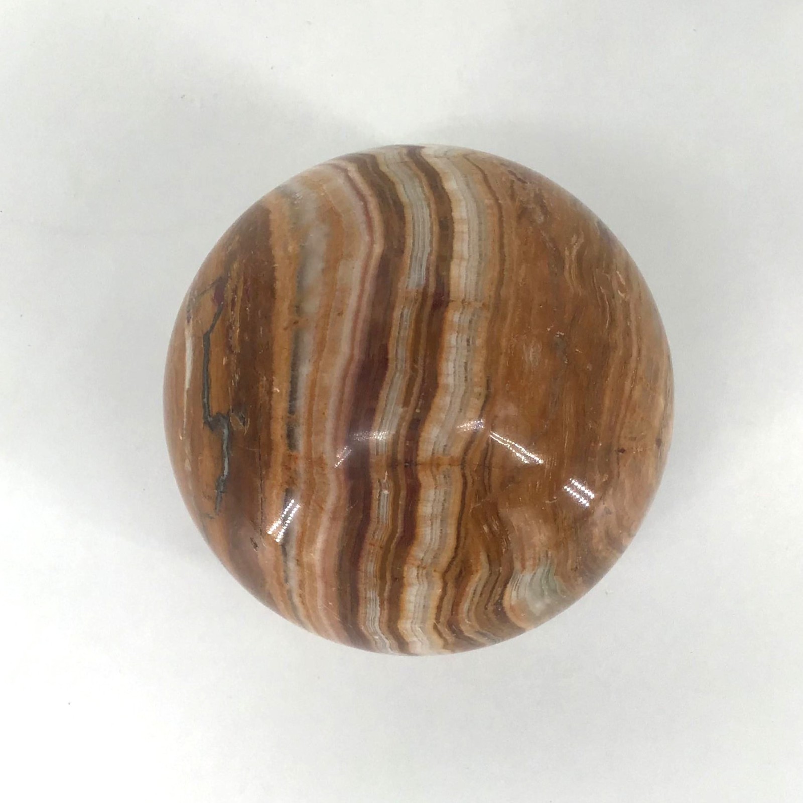 Vintage Stone Rainbow Onyx ? Neutral Toned Sphere Polished 4″ D