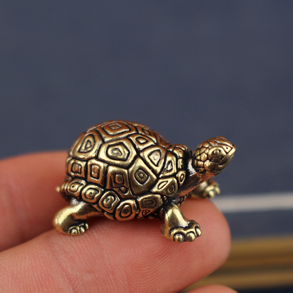 Brass Tortoise Animal Figurine Miniature Statue Table Desk Home Decoration Toy