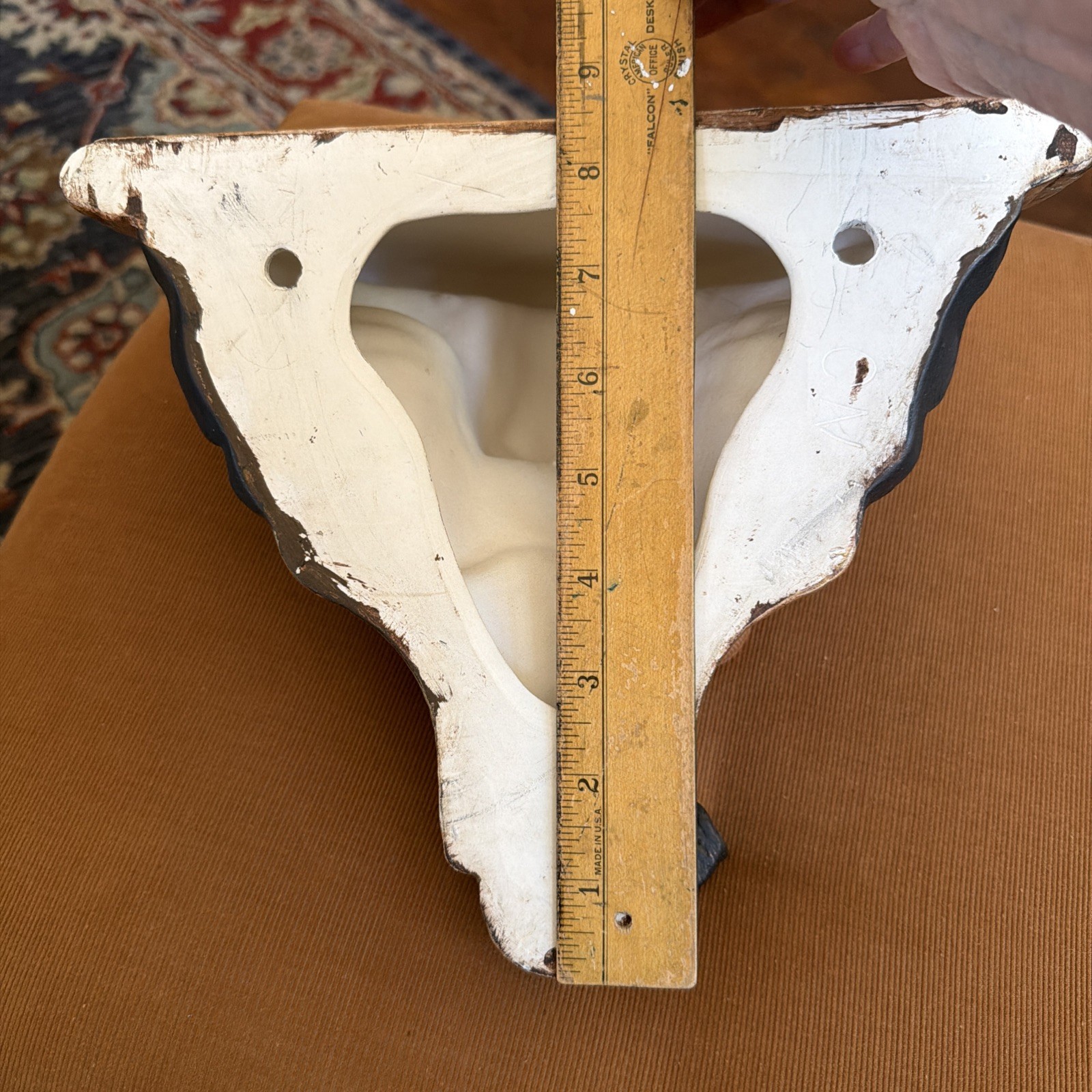 Vintage Elephant Head Shelf Bust Hanging Wall Decor Mount Ceramic Trunk Up Luck