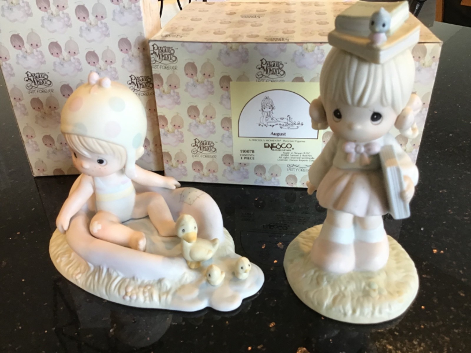 Precious Moments 1988 “August” Figurine #11078 Girl Pool/Ducks w/Original Box