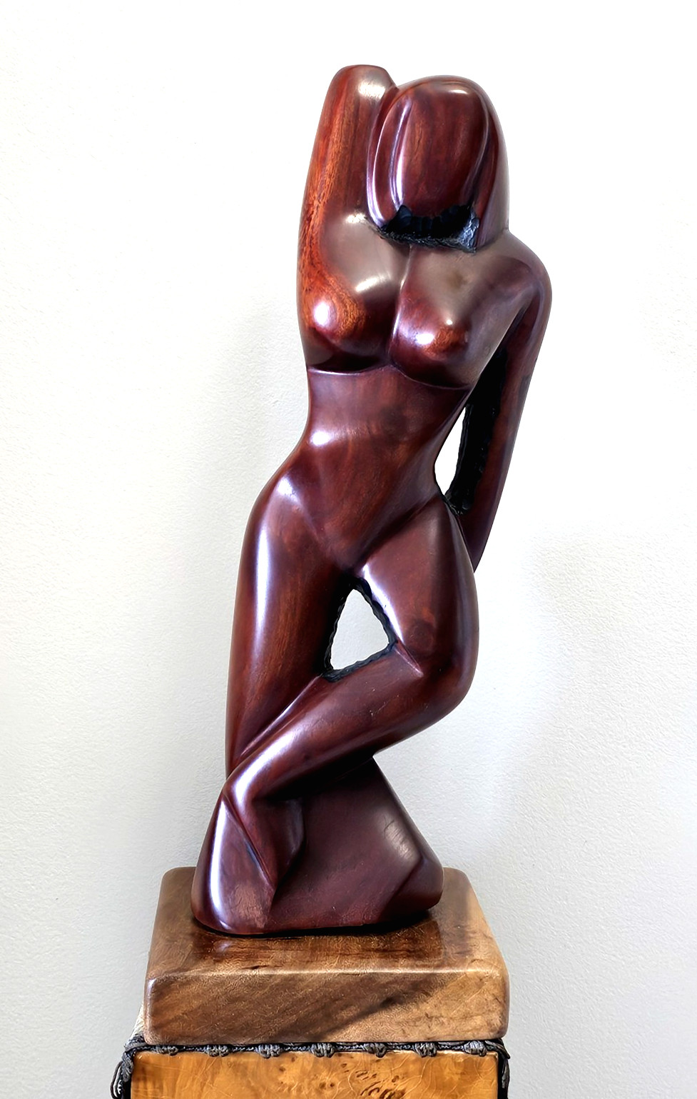 VTG 80’s Hand Carved Large 22″ Wood Sculpture Nude Woman Bohemian Venezuelan Art