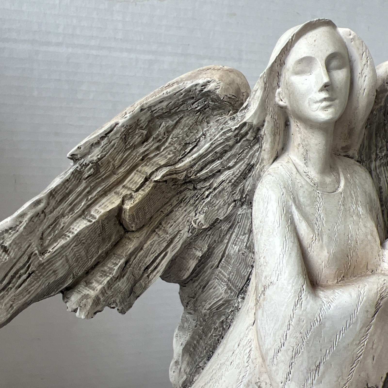 Roman Driftwood Style Textured Angel Holding A Dove. 12” Stunning Estate
