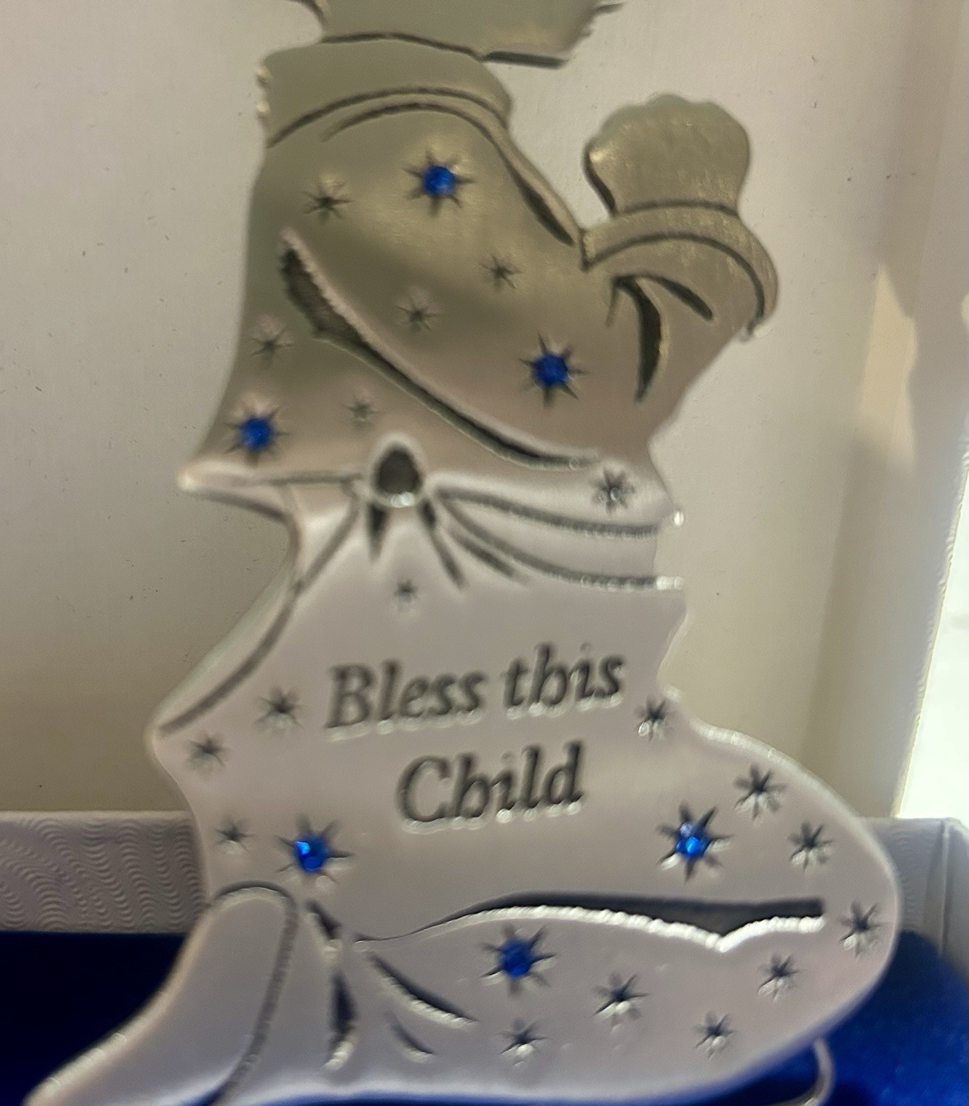 CAMCO Praying Child Metal Figurine Silver Blue Religious Brushed Finish Carvings