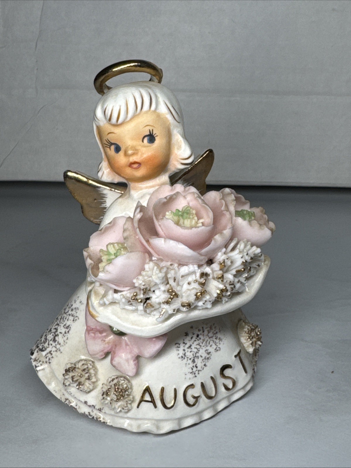 Vintage Birthday Angel/August Poppy Peridot 489 Geo z. Lefton