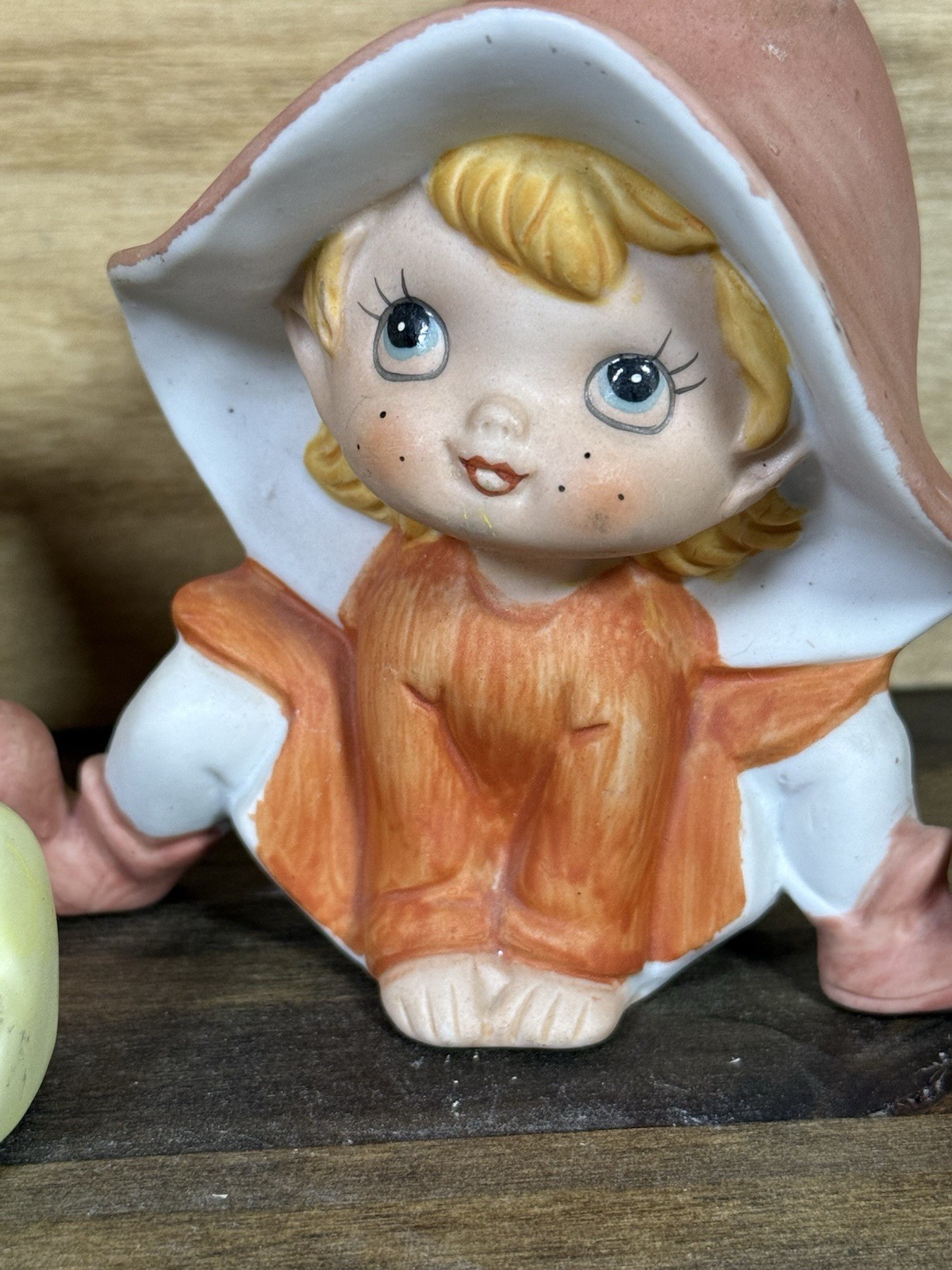 HOMCO Elf Pixie Figurines Set of 2 Vintage Sitting Girl Elves Pair Cottagecore
