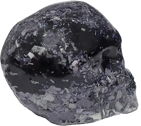 Silver & Black Human Skull Figurine/Home Decor/Gifts/Edgy Chic/Glam Rock/Holiday